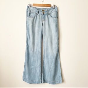 Anthro Elevenses Wide Leg Flair Tencel Pants Sz 27